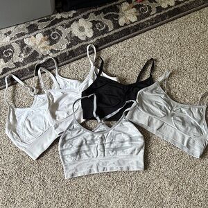 Women's Bralette Set - Black, 2 White, Gray, Gray Camouflage (Set of 5 Total)